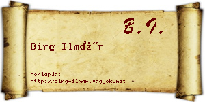 Birg Ilmár névjegykártya